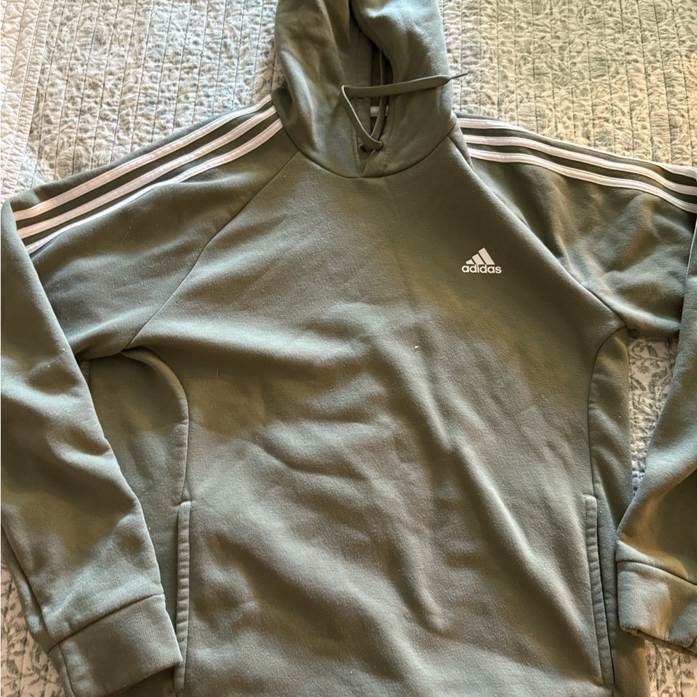Adidas Olive Hoodie with Drawstrings